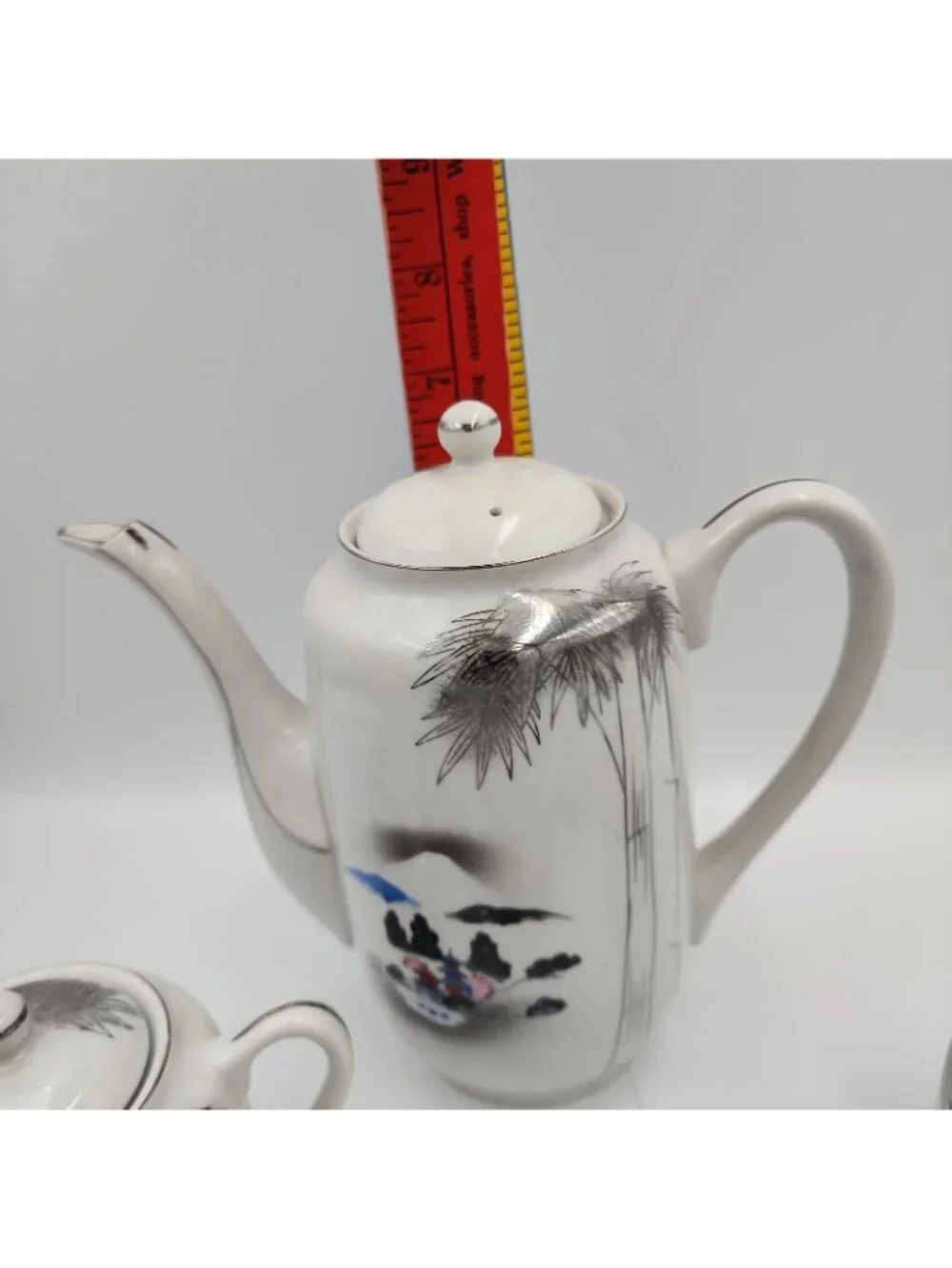 Vintage Japanese Kutani Lithopane Coffee Tea Set Pot Suger Creamer Cups Saucer